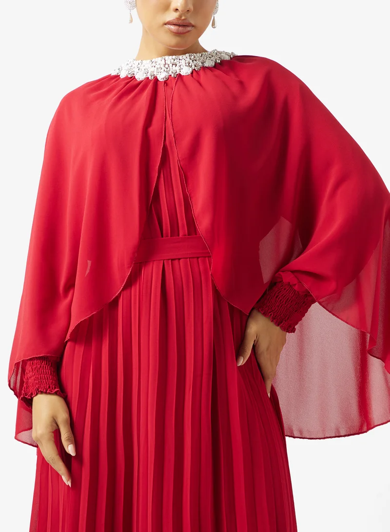 Khizana  Cape Dress With Embellished Neck for Women | Best Price UAE
